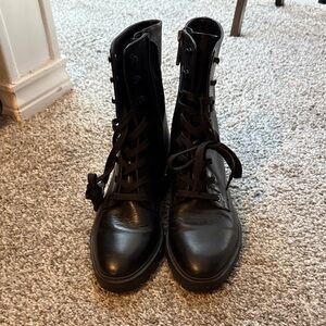 Women's Black Lace-Up Boots